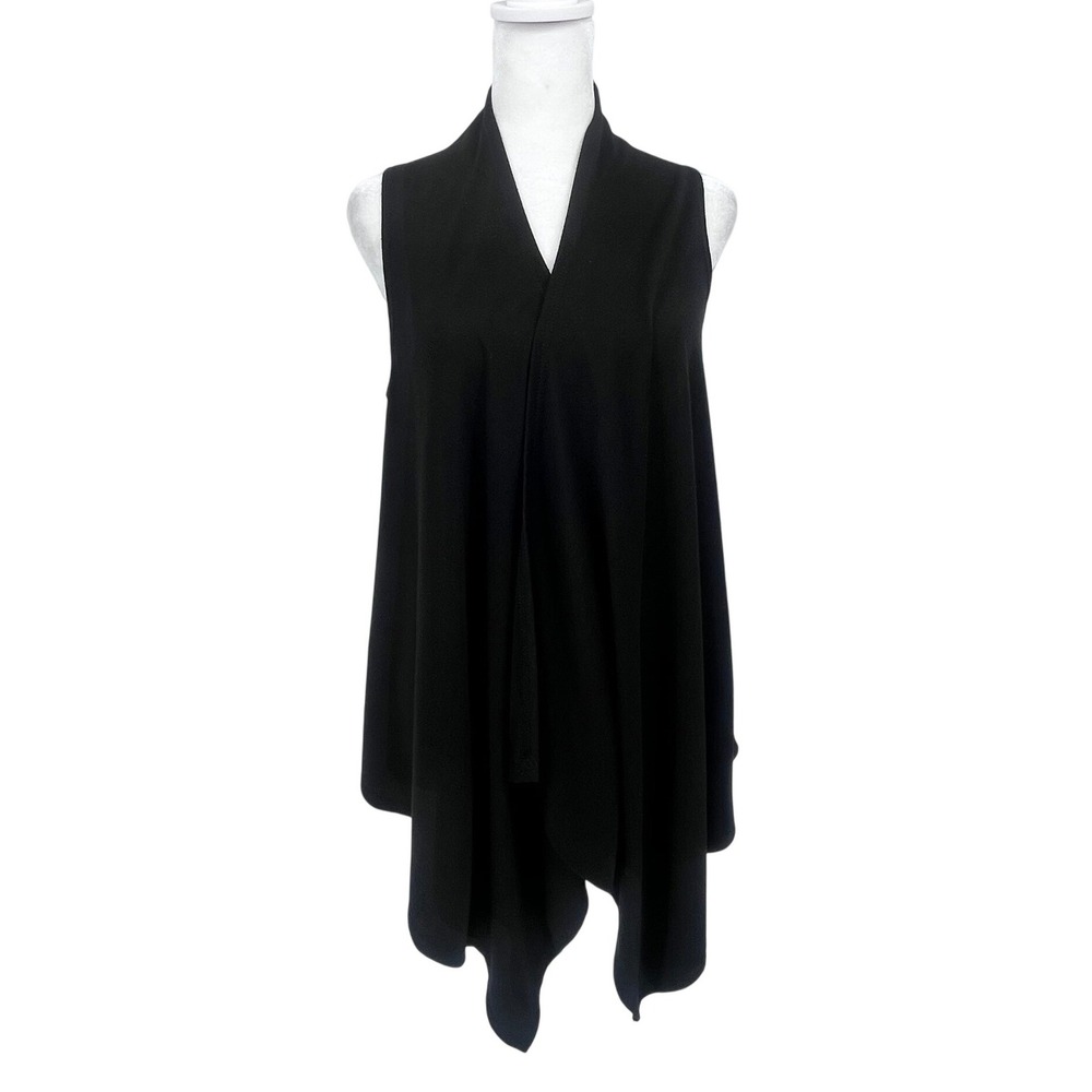 Style Up Waterfall Cardigan Womens One Size Black Lace Back Draped Sleeveless